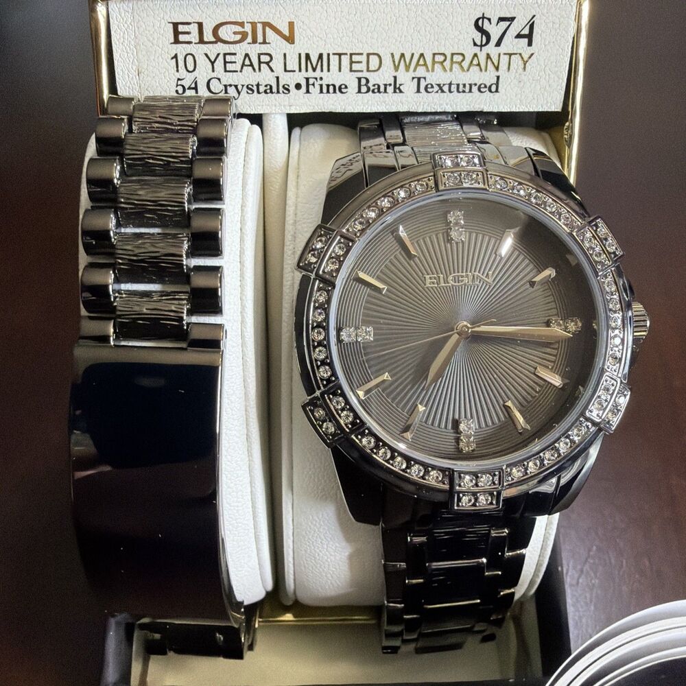Elgin Mens Bracelet Watch With Matching Bracelet.